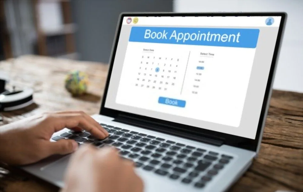 Influx booking page displayed on a laptop