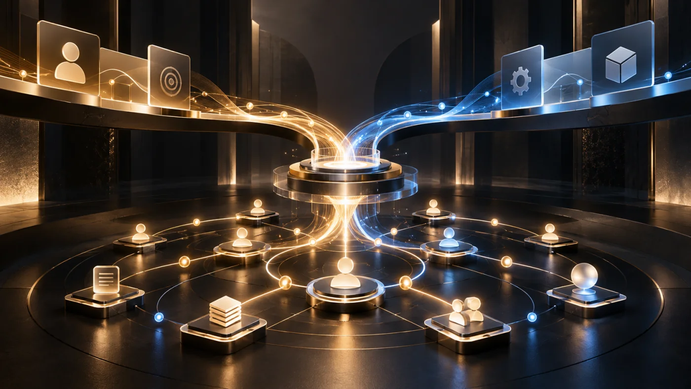 Influx Growth Partner editorial artwork connecting customer acquisition and service delivery