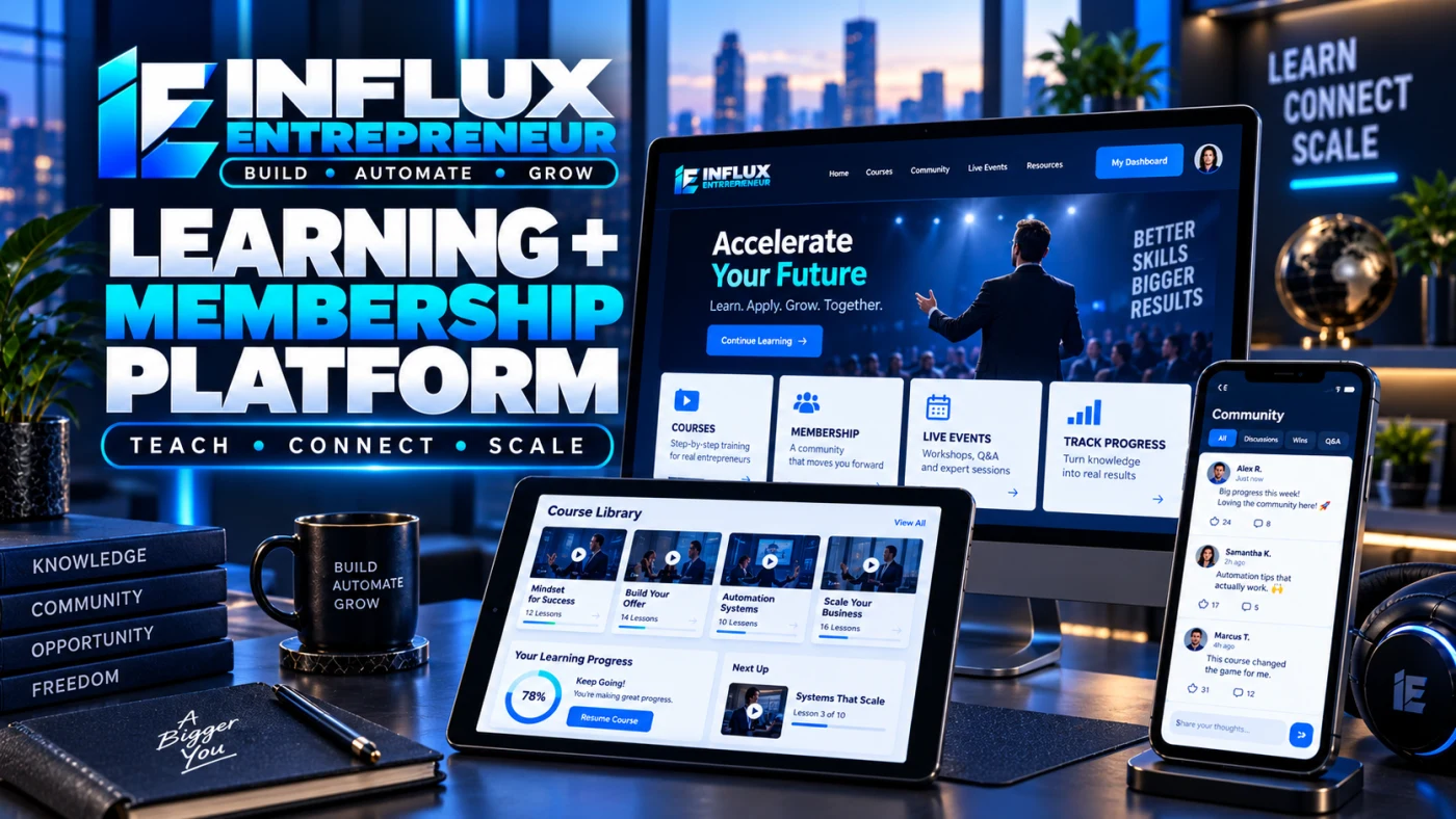 Illustrative Influx learning and membership platform experience