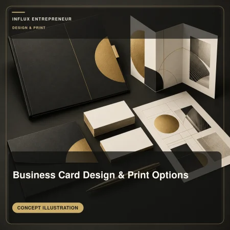 Illustrative cover for Business Card Design & Print Options, in the Design and print category.