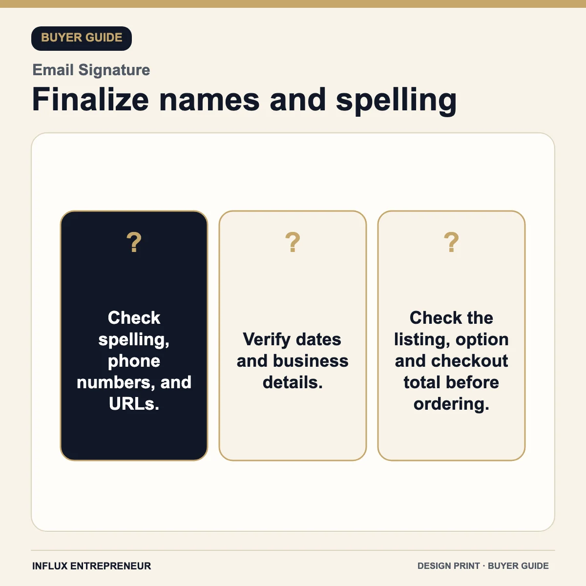 Design and print service infographic: Finalize names and spelling