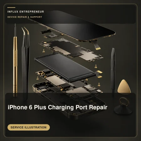 Service illustration for iPhone 6 Plus Charging Port Repair; no completed repair or result is shown.