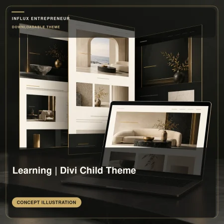 Concept illustration for Learning | Divi Child Theme; not a preview of a delivered website or theme.