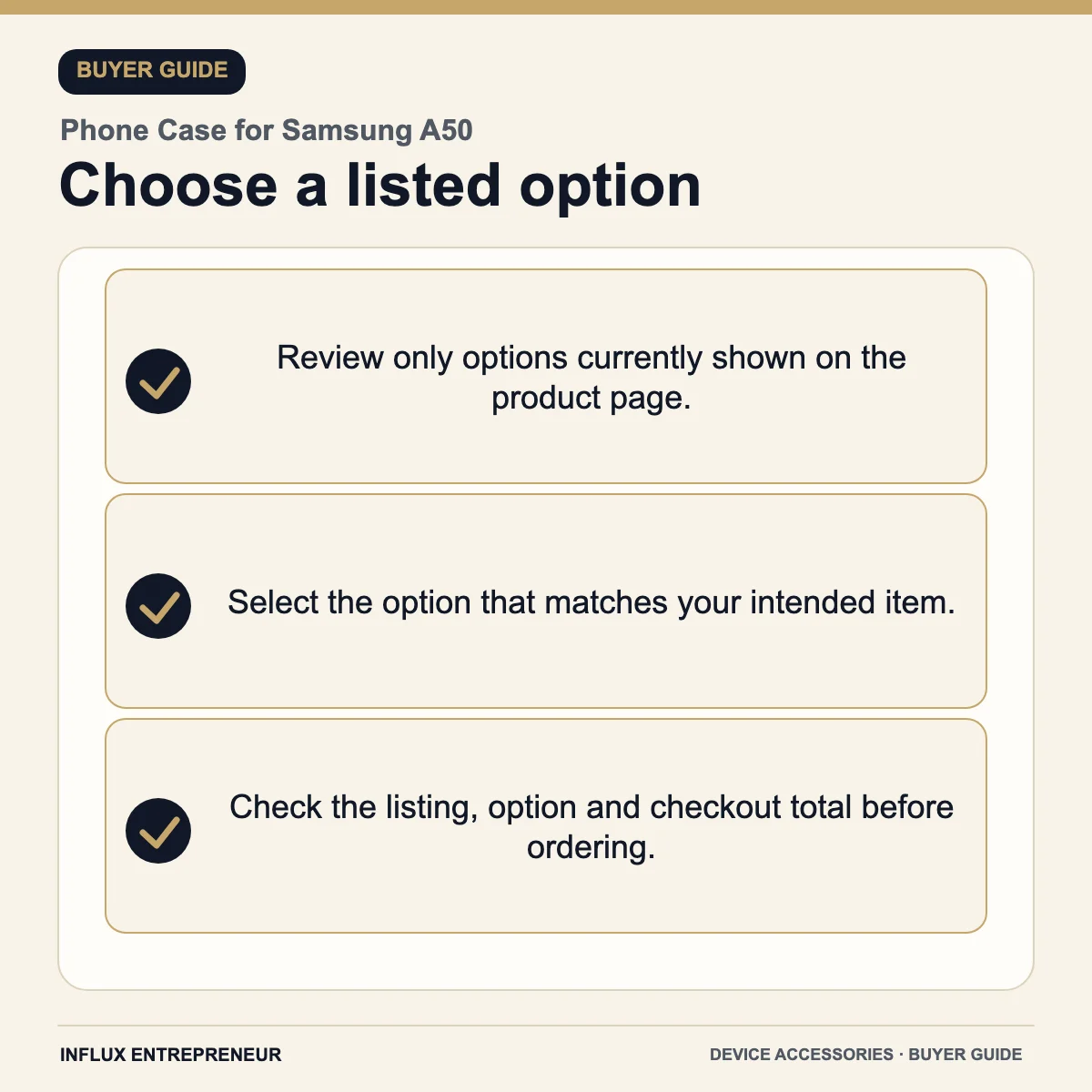 Device accessories infographic: Choose a listed option