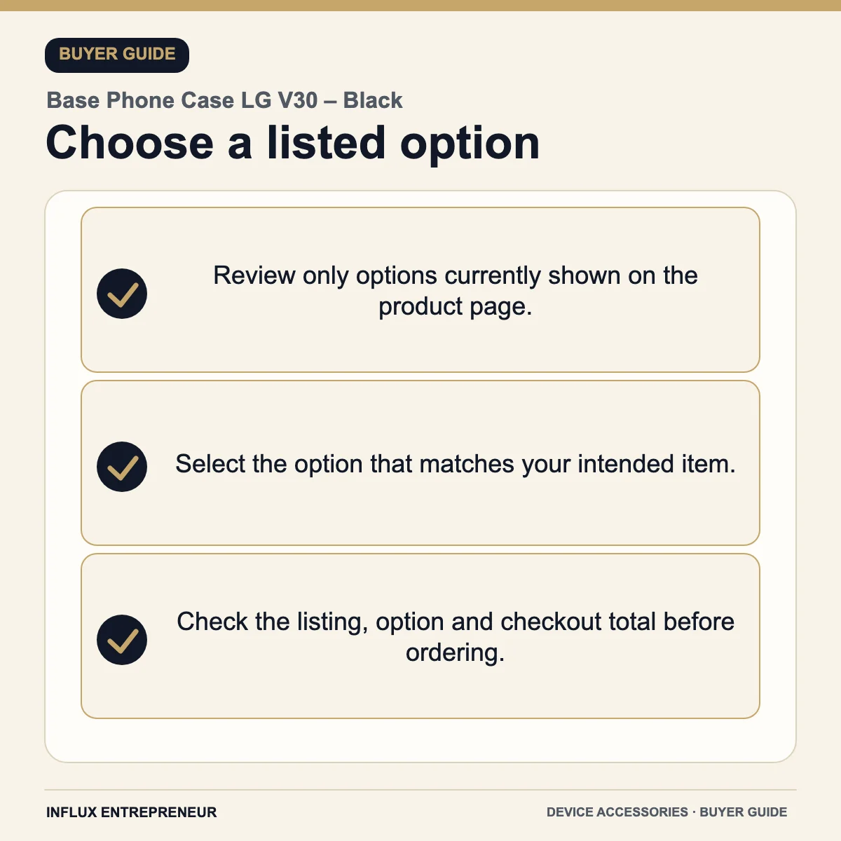 Device accessories infographic: Choose a listed option