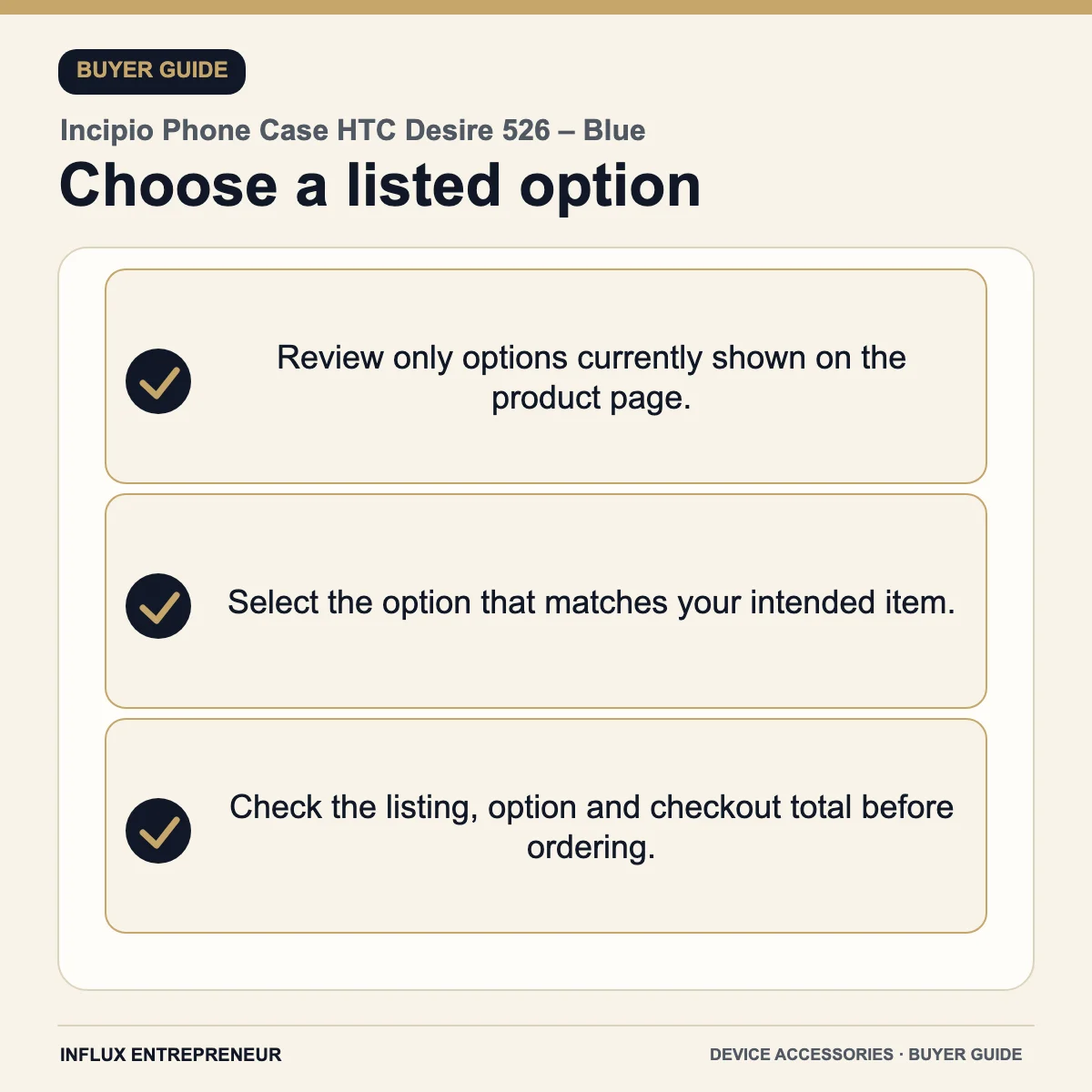 Device accessories infographic: Choose a listed option