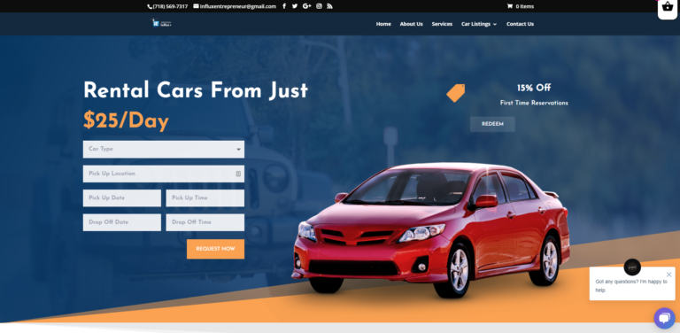 Car Rentals template preview