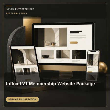 Illustrative cover for Influx LV1 Membership Website Package, in the Website building category.