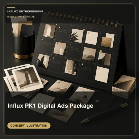 Illustrative cover for Influx PK1 Digital Ads Package, in the Marketing and content category.