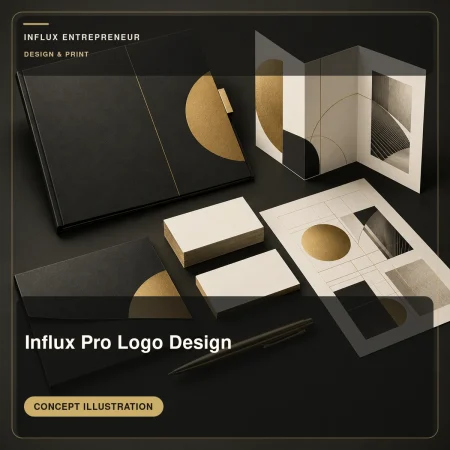 Illustrative cover for Influx Pro Logo Design, in the Design and print category.