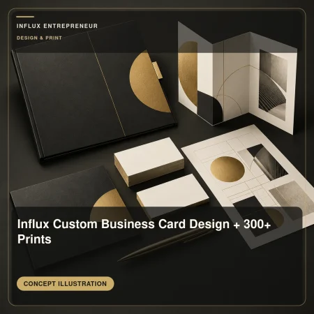 Illustrative cover for Influx Custom Business Card Design + 300+ Prints, in the Design and print category.