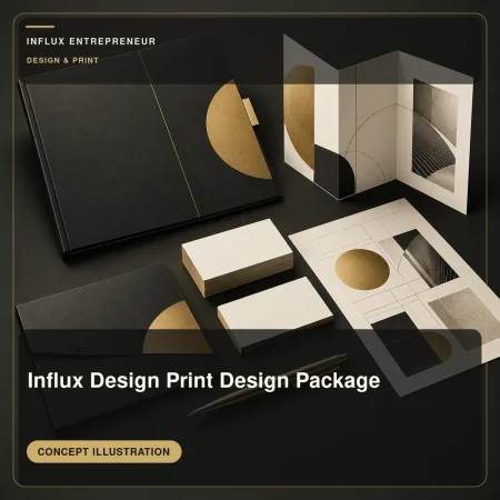 Illustrative cover for Influx Design Print Design Package, in the Design and print category.